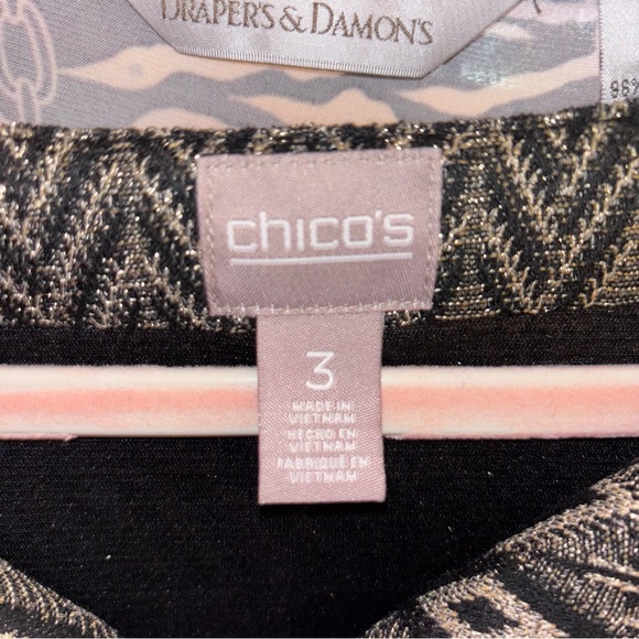 Chico's Black and Gold Patterned very lightweight jacket. - Picture 8 of 9